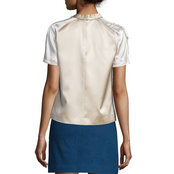 NWT Opening Ceremony Gold Bonsai Embroidered Silk Short Sleeve Tee, Size 4 - Picture 3 of 12